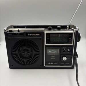 Vintage Panasonic RF-1080 AM/FM PSB 3-Band AC Portable Radio Black TESTED